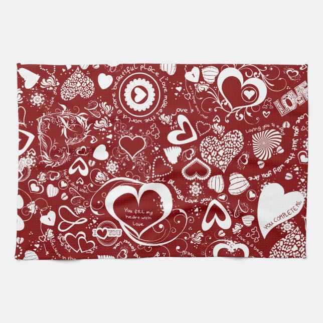 Heart Love Doodles Tea Towel (Horizontal)