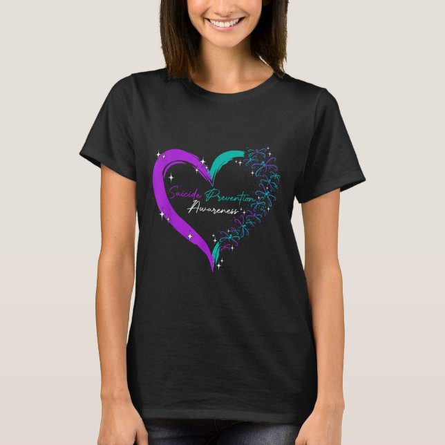 Heart Love Dragonfly Suicide Prevention Awareness  T-Shirt (Front)