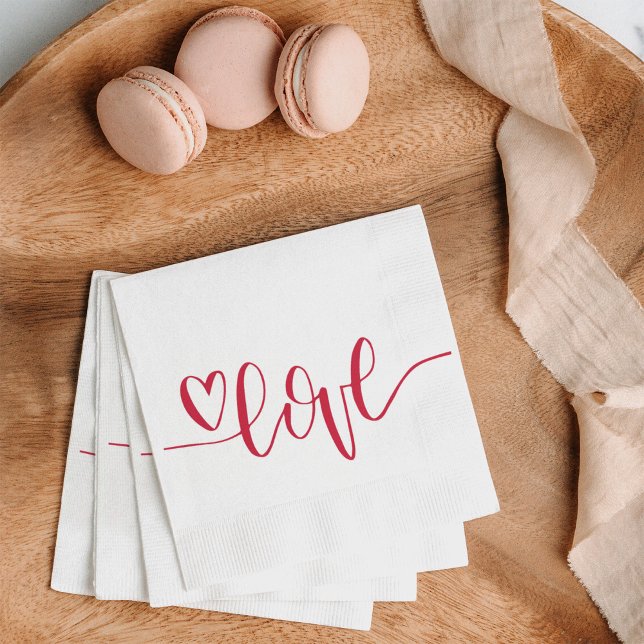 Heart Love Hand Written Napkin (Love hand lettered napkin perfect for Valentine's Day or just celebrating Love.)