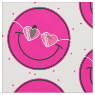 heart love happy face vintage valentines fabric