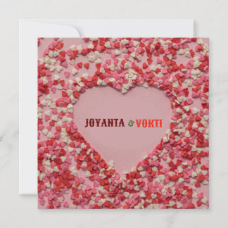 Heart love Joyanta & Vokti red maroon colour Invitation