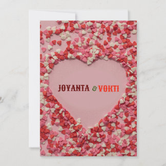 Heart love Joyanta & Vokti red maroon colour Invitation