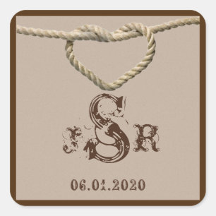Heart Love Knot Western Monogram Sticker