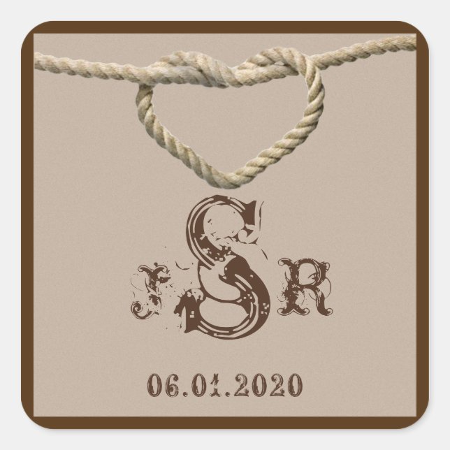 Heart Love Knot Western Monogram Sticker (Front)