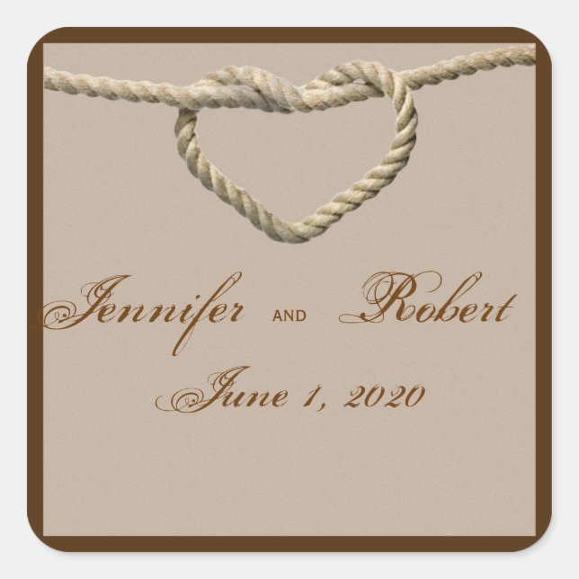 Heart Love Knot Western Wedding Envelope Seal (Front)
