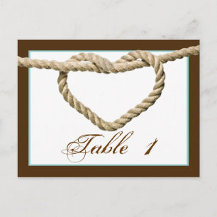 Heart Love Knot Western Wedding Table Number Postcard