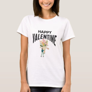 Heart Love Man with flowers Artsy Valentine's Day T-Shirt
