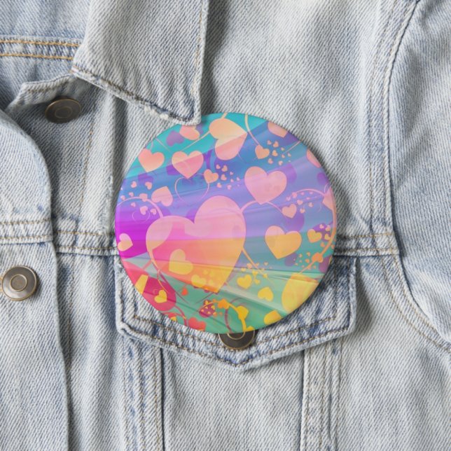 Heart Love Pattern Pastel Design 10 Cm Round Badge (In Situ)