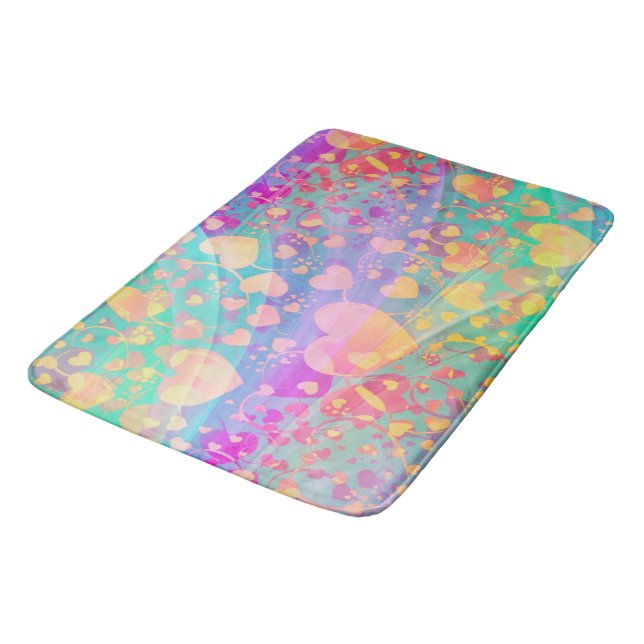 Heart Love Pattern Pastel Design Bath Mat (Angled)