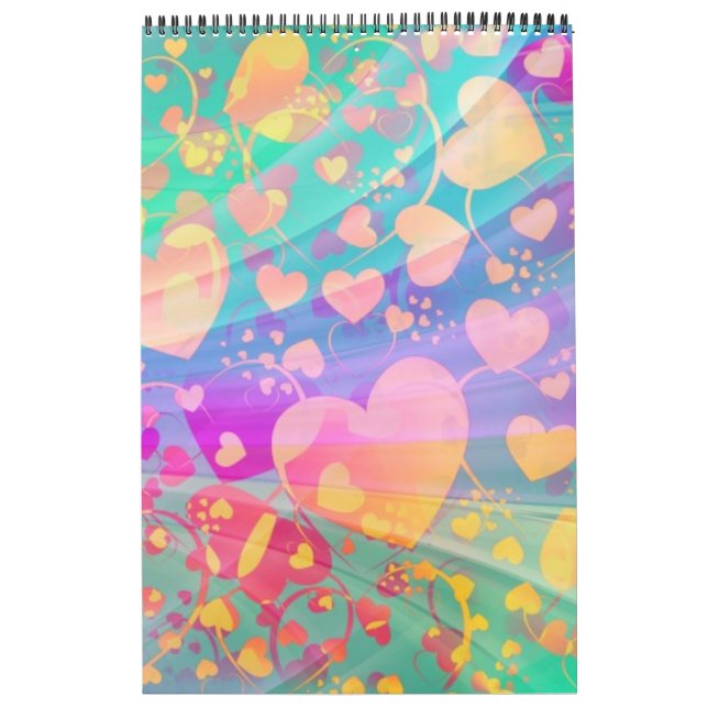 Heart Love Pattern Pastel Design Calendar (Cover)