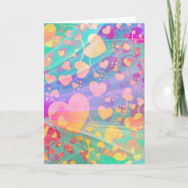 Heart Love Pattern Pastel Design Card (Front)
