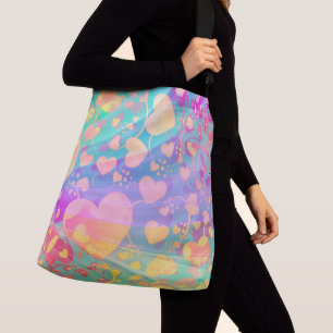 Heart Love Pattern Pastel Design Crossbody Bag