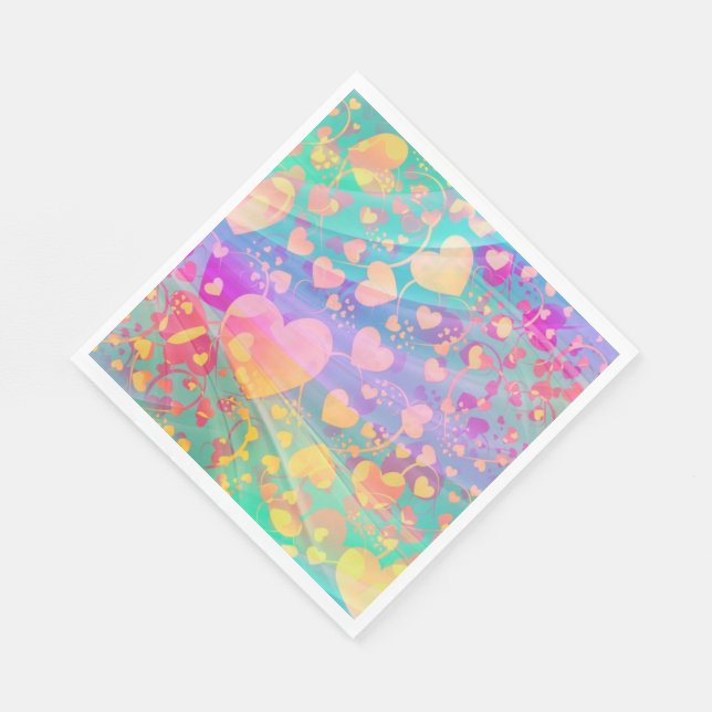Heart Love Pattern Pastel Design Napkin (Corner)