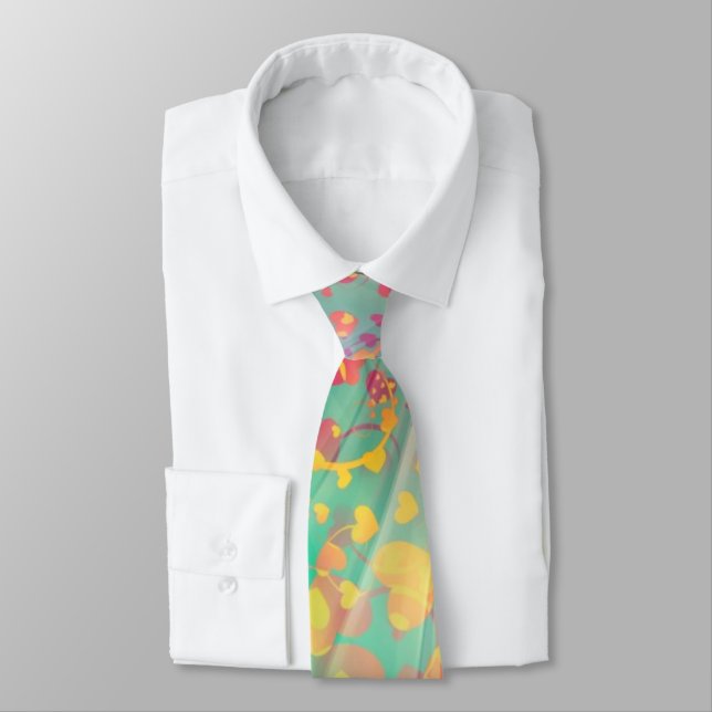 Heart Love Pattern Pastel Design Tie (Tied)