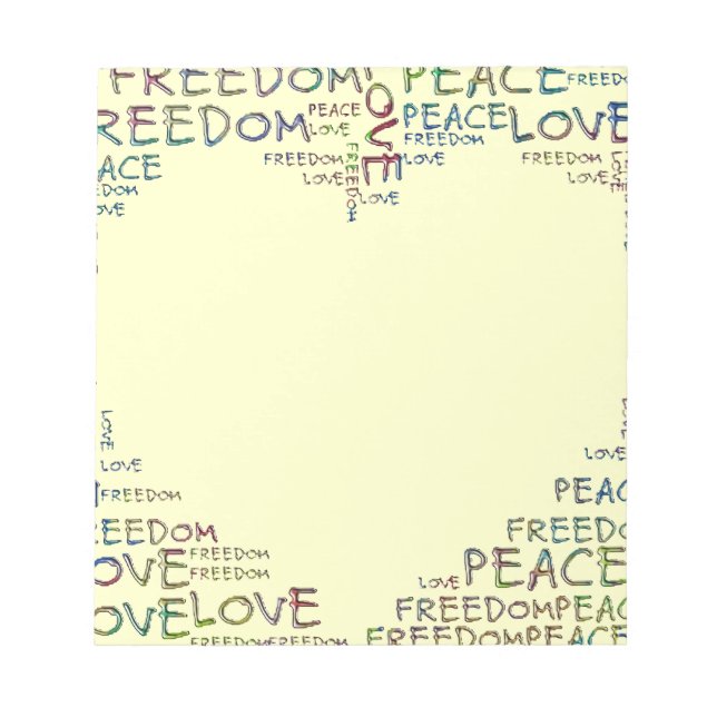HEART - Love Peace Freedom Notepad (Front)