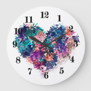 Heart, love, polygonal large clock