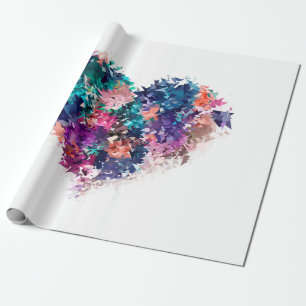 Heart, love, polygonal wrapping paper