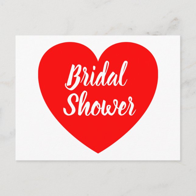 Heart Love Red And White Bridal Shower  Wedding Invitation Postcard (Front)