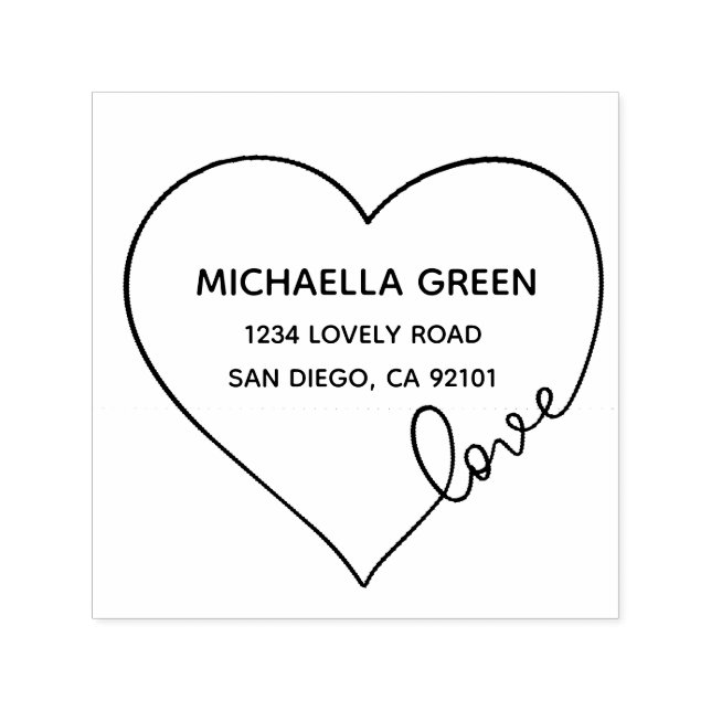 Heart Love | Return Address Rubber Stamp (Design)