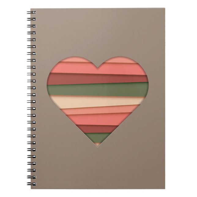 Heart Love Striped Valentine's Day Notebook (Front)