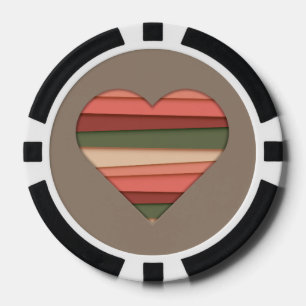 Heart Love Striped Valentine's Day Poker Chips