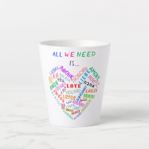 Heart Love Text Latte Mug