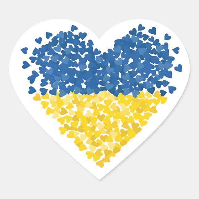 Heart. Love to Ukraine. Ukrainian flag.  Heart Sticker (Front)