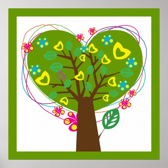 Heart love tree green custom poster (Front)