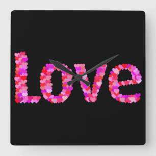 heart love valentines day pink black clock