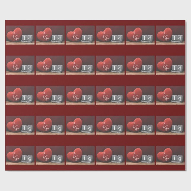 Heart & Love Valentine's Day Wrapping Paper (Flat)