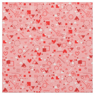 heart love vintage valentines 1980s geometric fabric