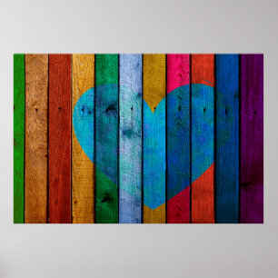 Heart love wood boards branches poster