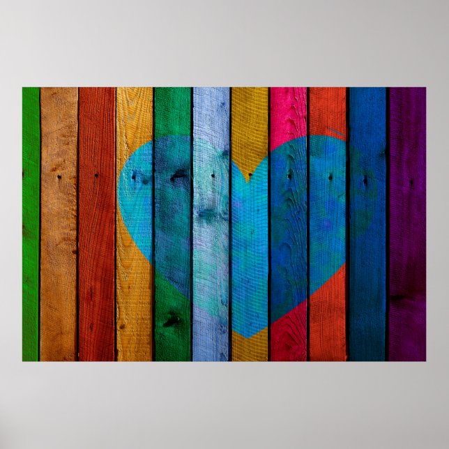 Heart love wood boards branches poster (Front)