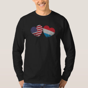 Heart Luxembourg American Flag Patriotic Family He T-Shirt