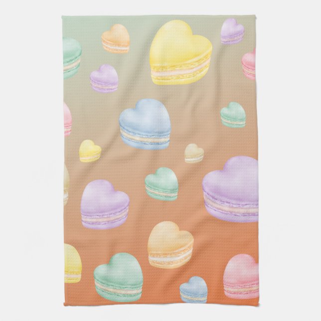 Heart Macarons  Tea Towel (Vertical)