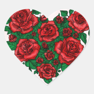 Heart made of red roses romantic valentine's love heart sticker