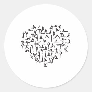 Heart Made Up Of Yoga Positions! A Great Yoga Gift Classic Round Sticker