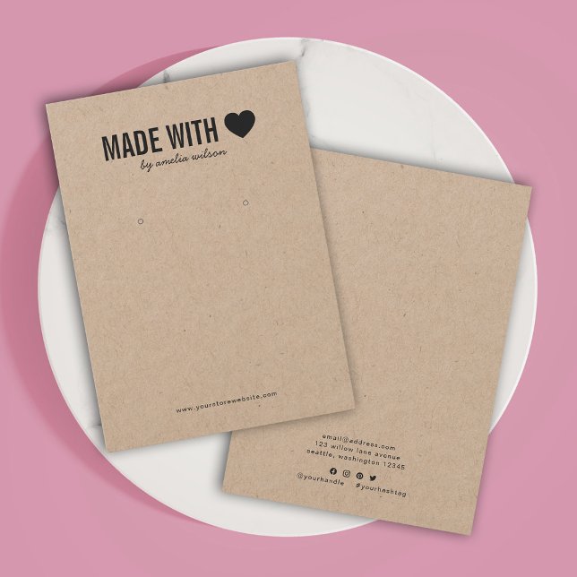 Heart Made with Love Kraft Earring Display Card (Creator Uploaded)
