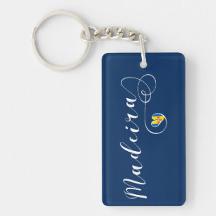 Heart Madeira Flag, I Love Madeira, Portugal Key Ring