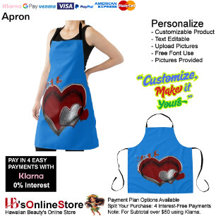Heart Magic Blue Large Apron