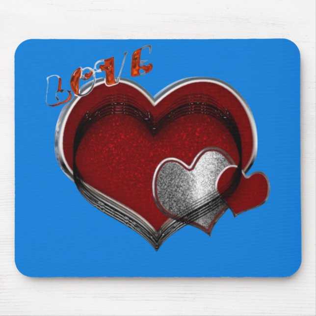 Heart Magic Blue Mouse Pad (Front)