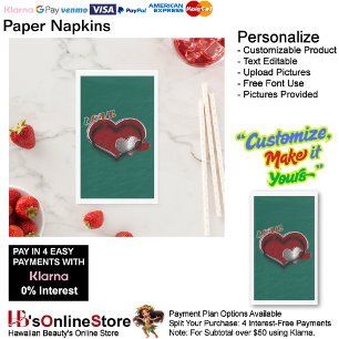 Heart Magic Dark Green Paper Napkin Guest Towel 