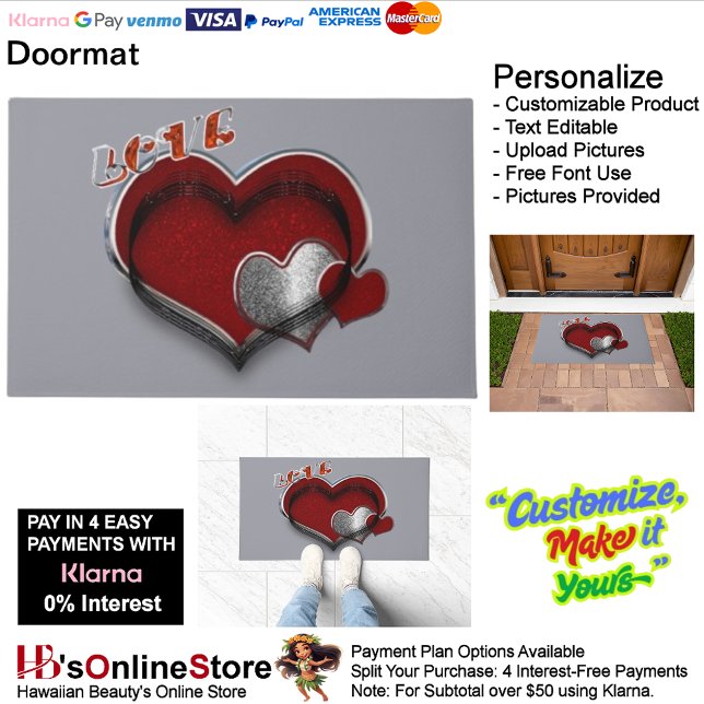 Heart Magic Door Mat  with Silver Gray Background (Heart Magic Door Mat with Silver Gray Background.)