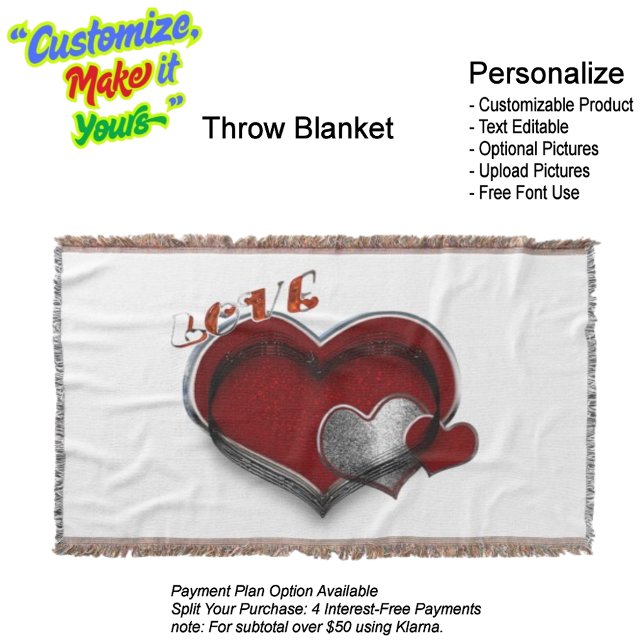 Heart Magic Love Red Silver White Background 2  Throw Blanket (Heart Magic Love Red Silver with White Background Throw Blanket.)