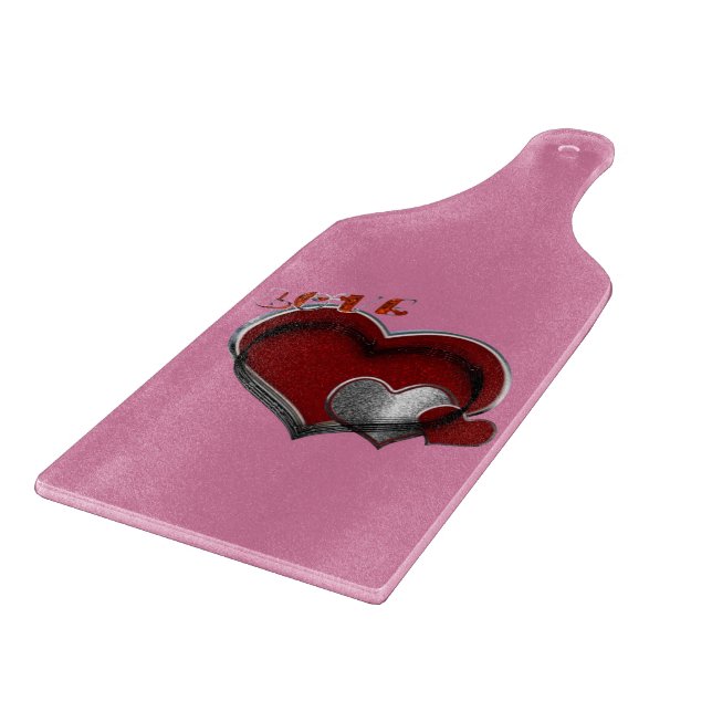 Heart Magic Pink Glass Cutting Board Paddle (Corner)