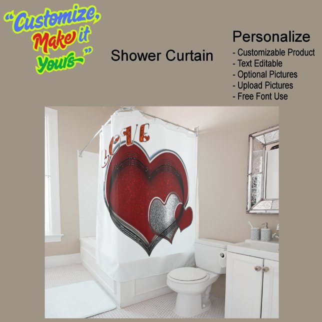 Heart Magic Shower Curtain (Heart Magic Shower Curtain with White Background.)