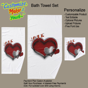 Heart Magic White Bathroom Towel Set 