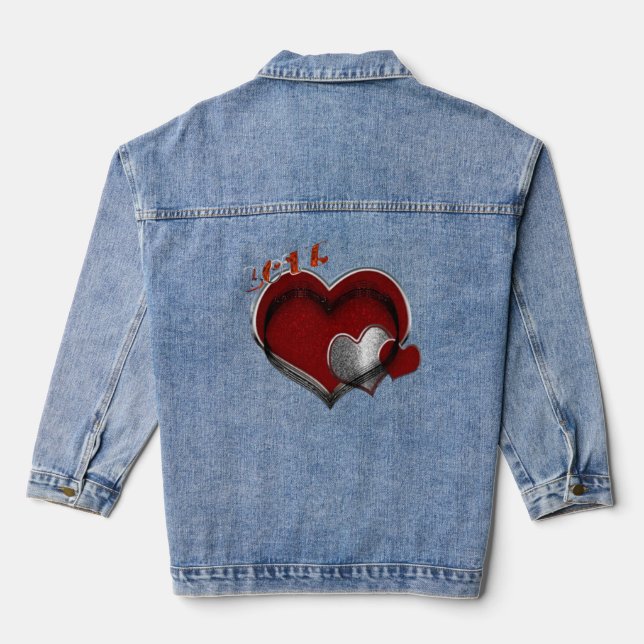 Heart Magic Women's Denim Jean Jacket Adult 2X (Back)
