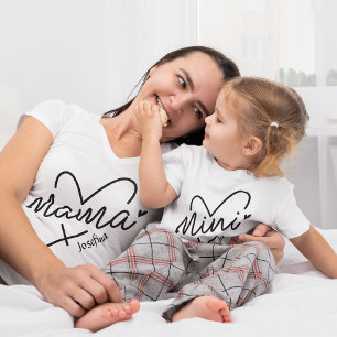 Heart Mama with custom name matching T-Shirt