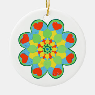  Heart Mandala  Ceramic Ornament